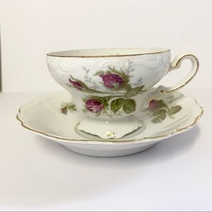 Vintage Purple Rose Japanese Cup and Saucer
